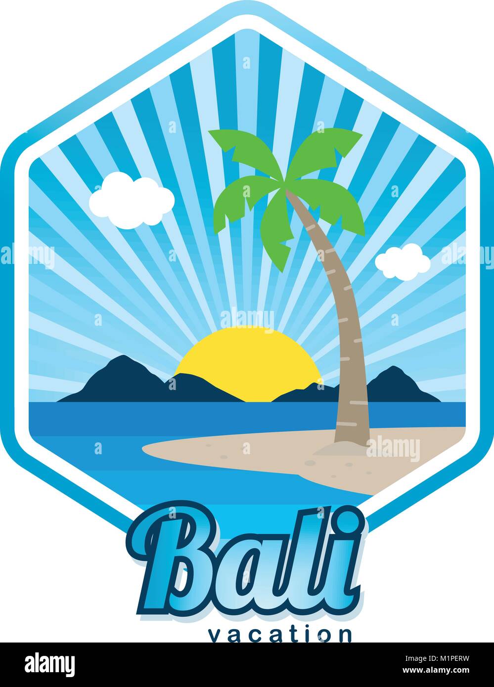Beach Time Tropical Island Bali Summer Vacation Vector Art Logo Stock Vector Image Art Alamy