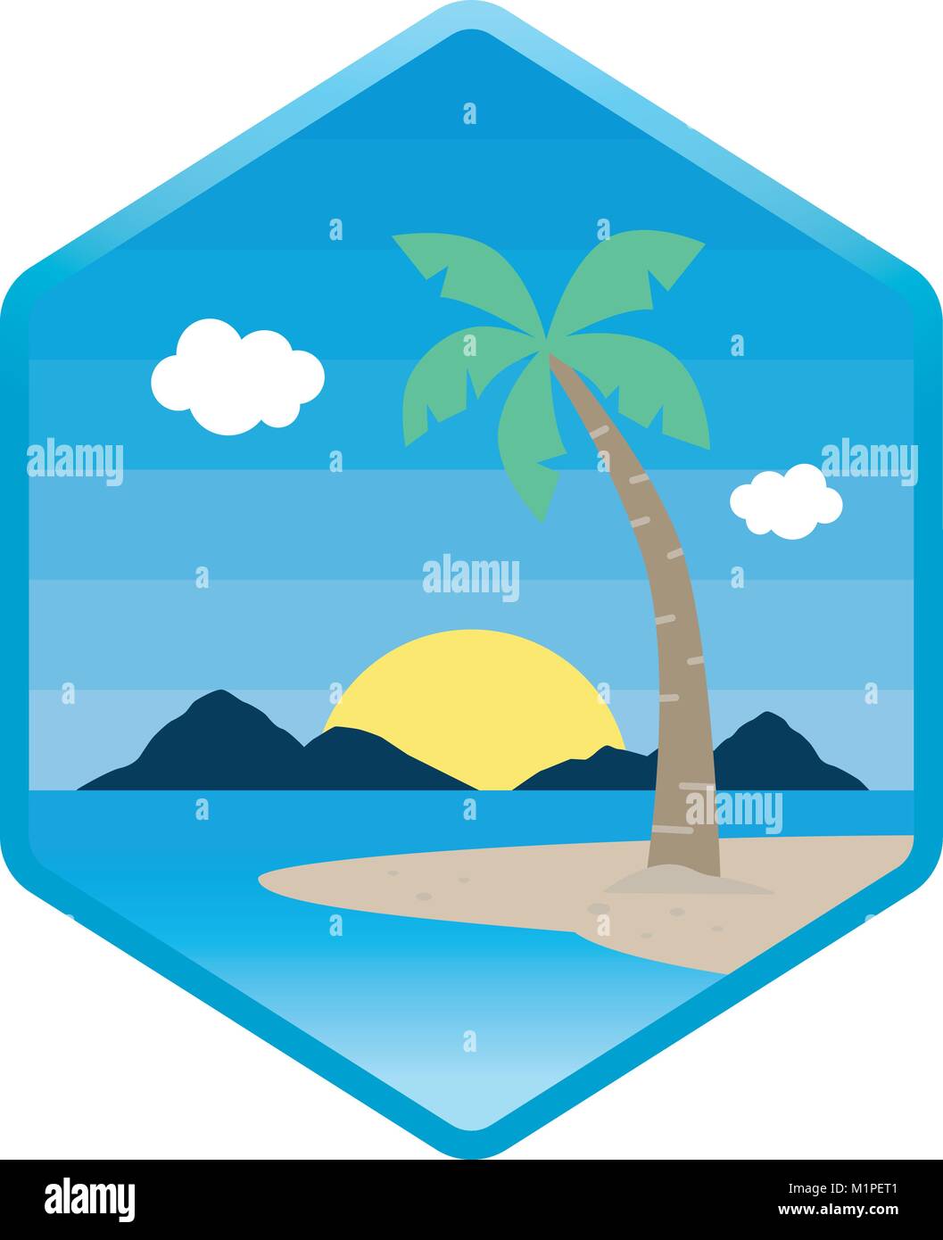 beach time tropical island summer vacation vector art logo template ...