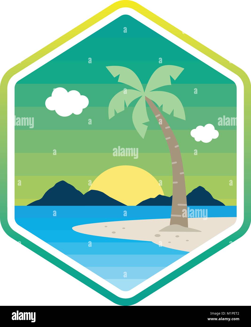 beach time tropical island summer vacation vector art logo template ...