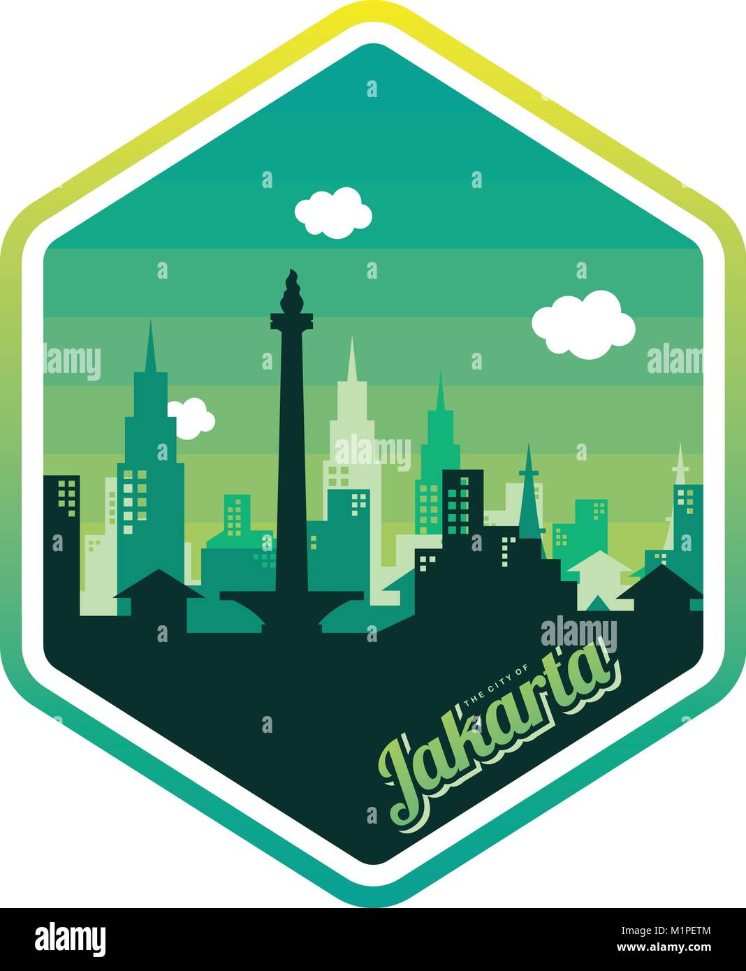 city of jakarta label badge sticker logo template vector Stock Vector