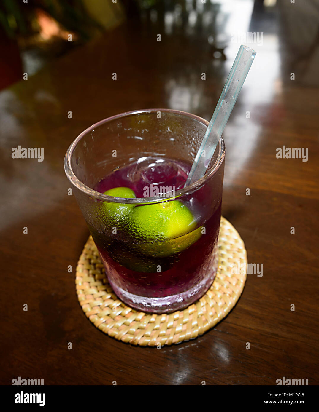Butterfly Blue Pea Flower drink, Sabah, Borneo, Malaysia Stock Photo