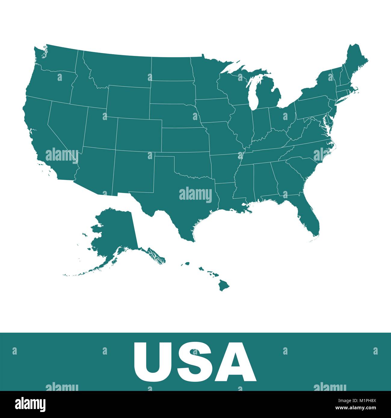 High detailed vector map - United States. USA vector flat Stock Vector