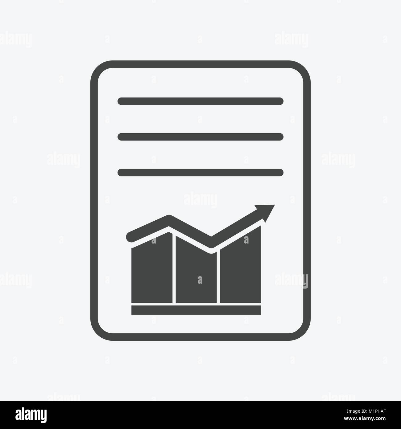 Document with chart symbol. Flat vector illustration Stock Vector