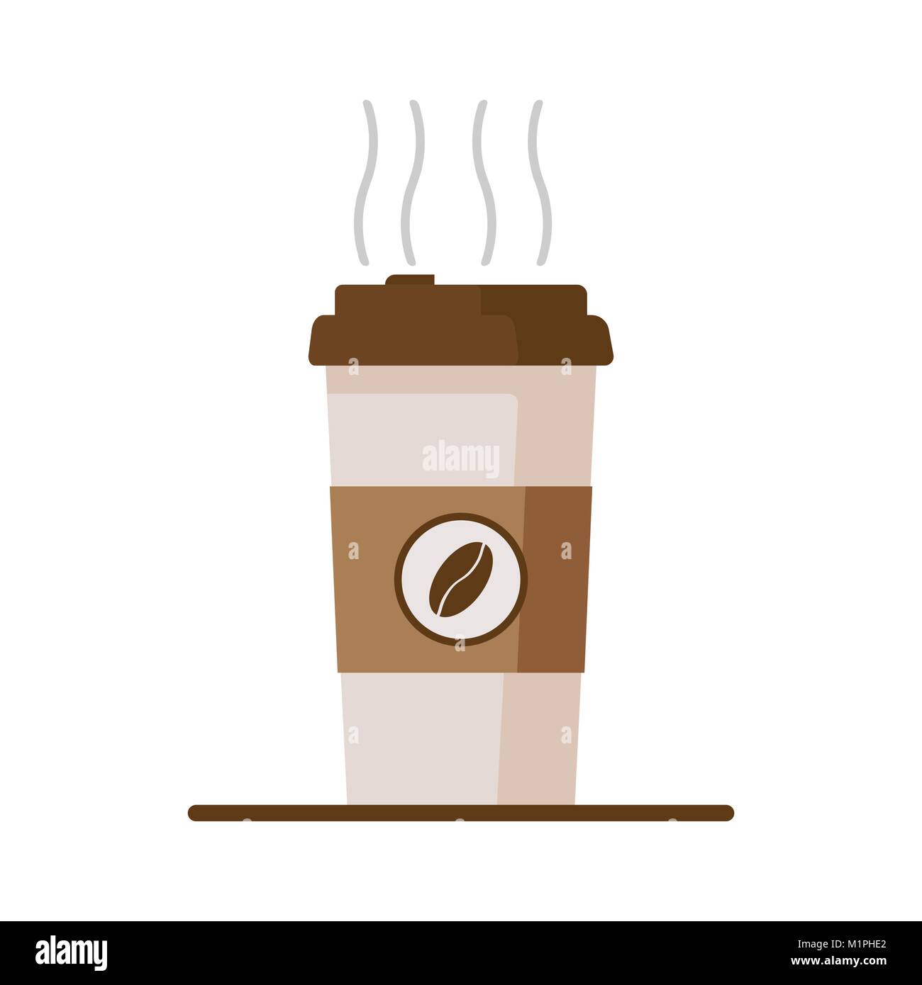 Coffee cup icon with coffee beans on white background. Flat vector ...