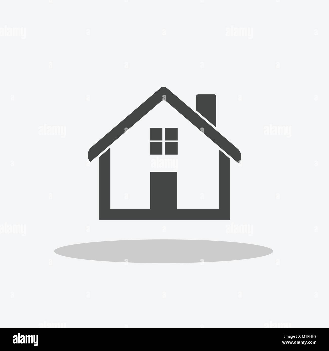 Home icon. House flat vector illustration on grey background Stock ...