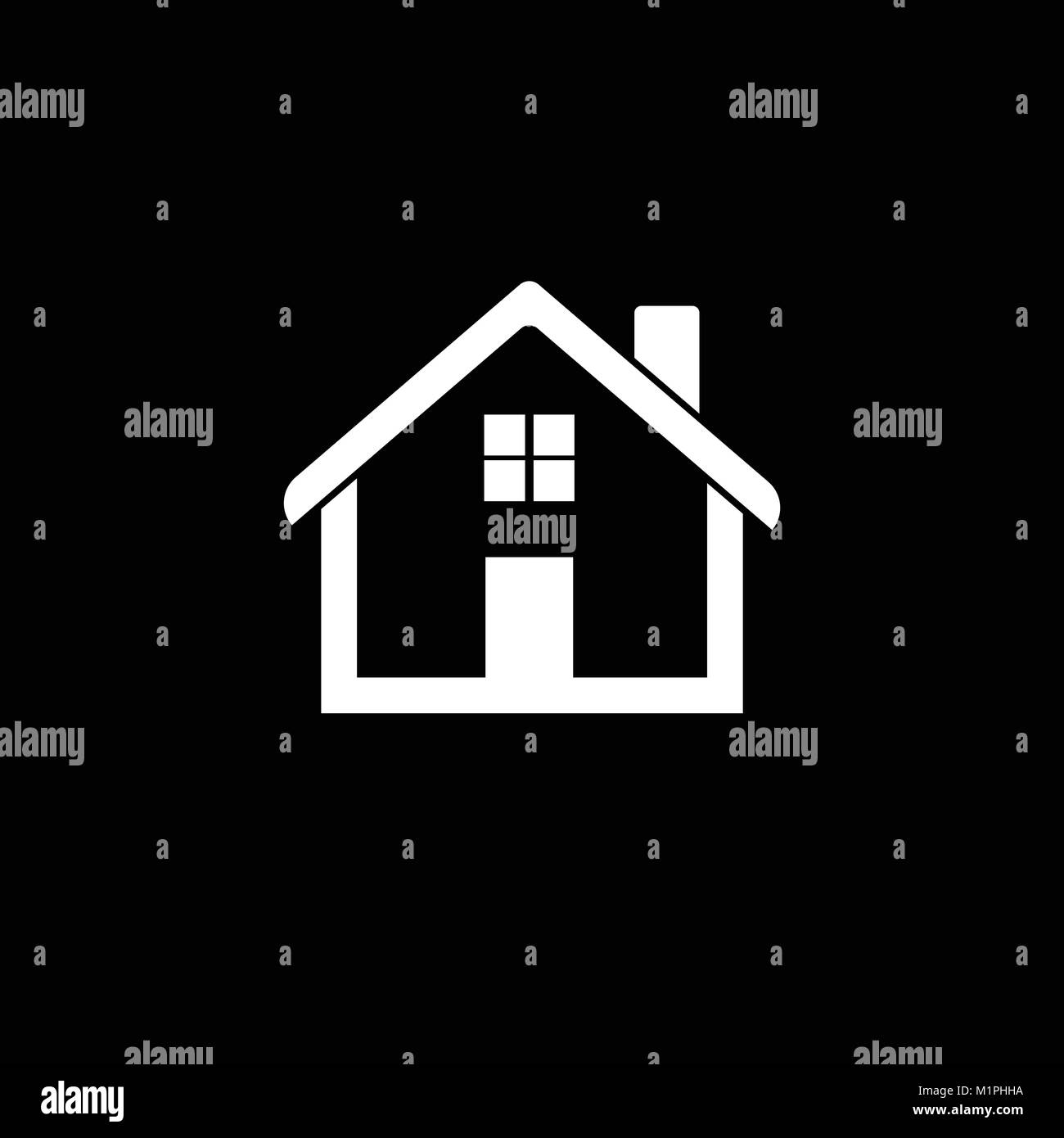 Home icon. House flat vector illustration on grey background Stock ...