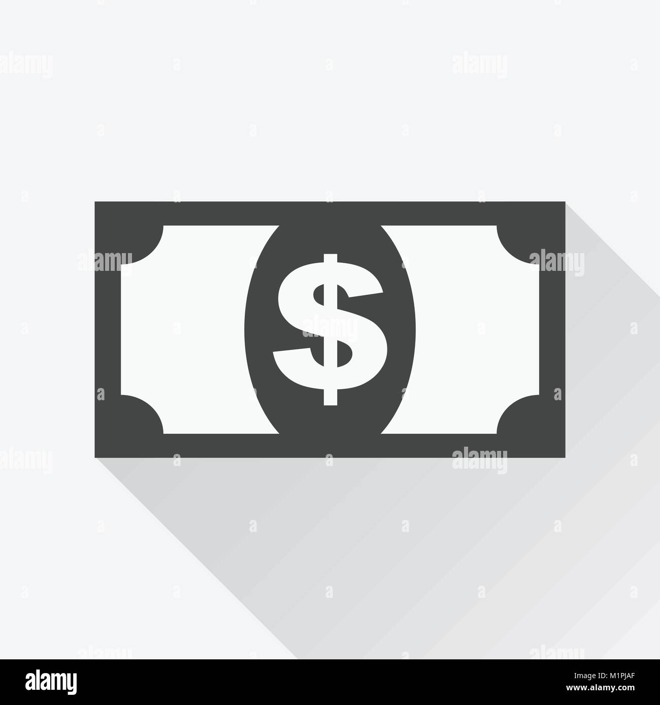 Money icon. Vector illustration in flat style. Dollar with long shadow ...