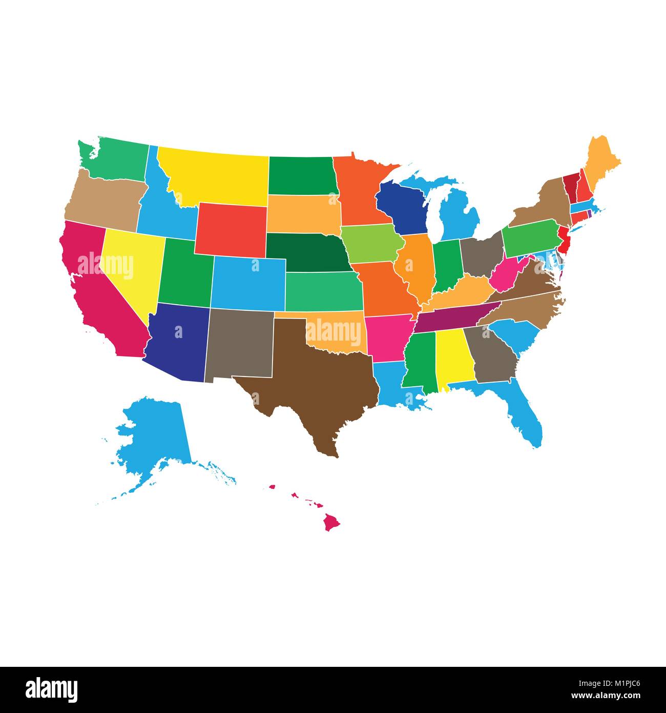 High Detailed Usa Map With Federal States Vector Illustration United
