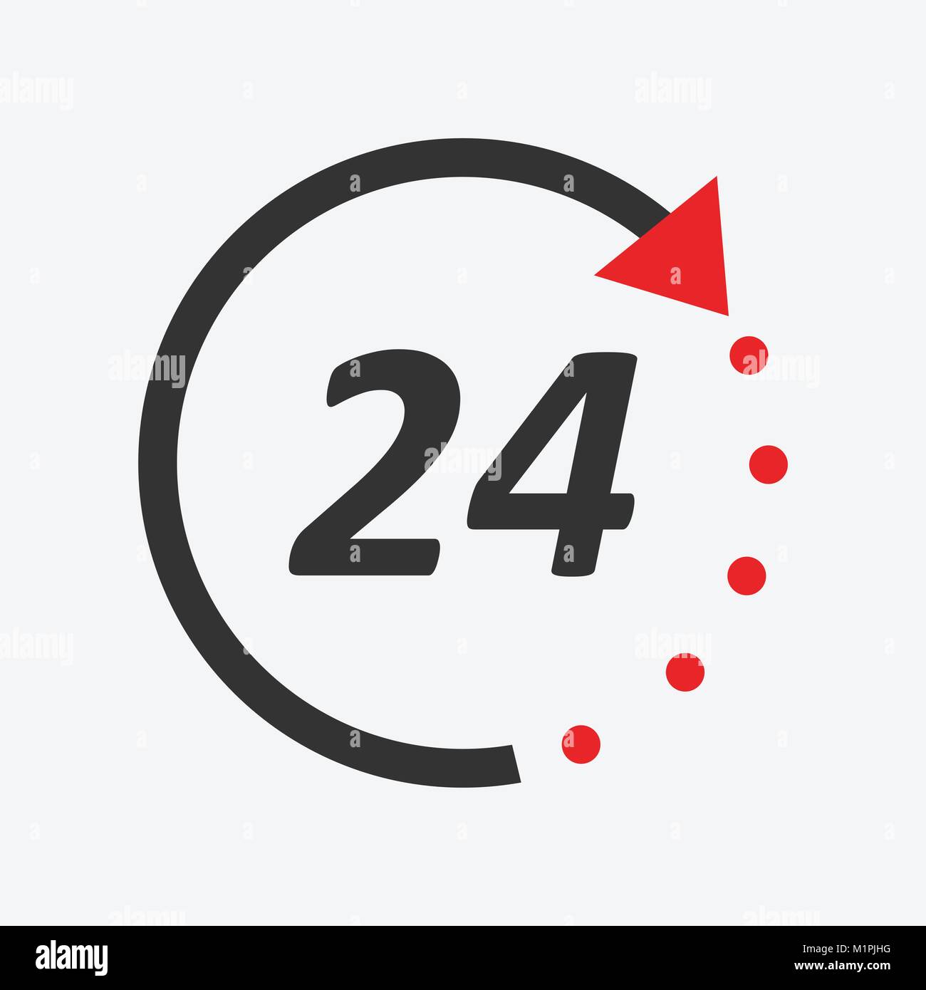 Time icon. Flat vector illustration 24 hours on white background Stock ...