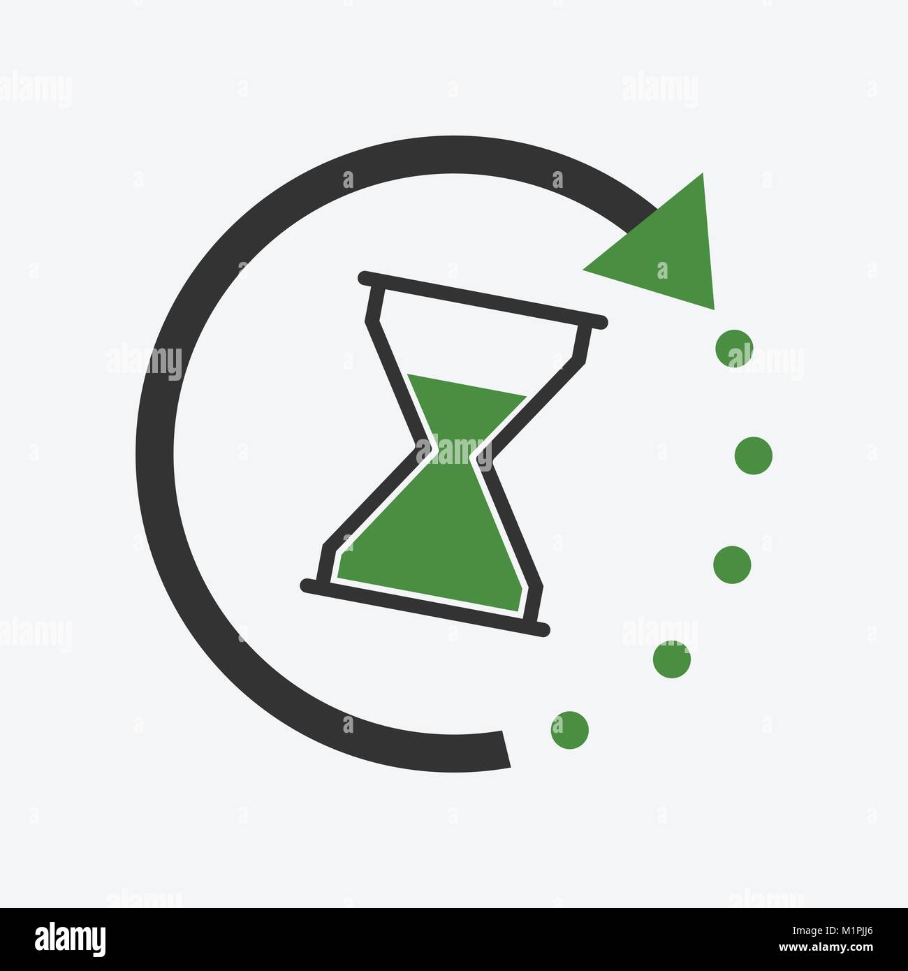 Time icon. Flat vector illustration with hourglass on white background. Stock Vector
