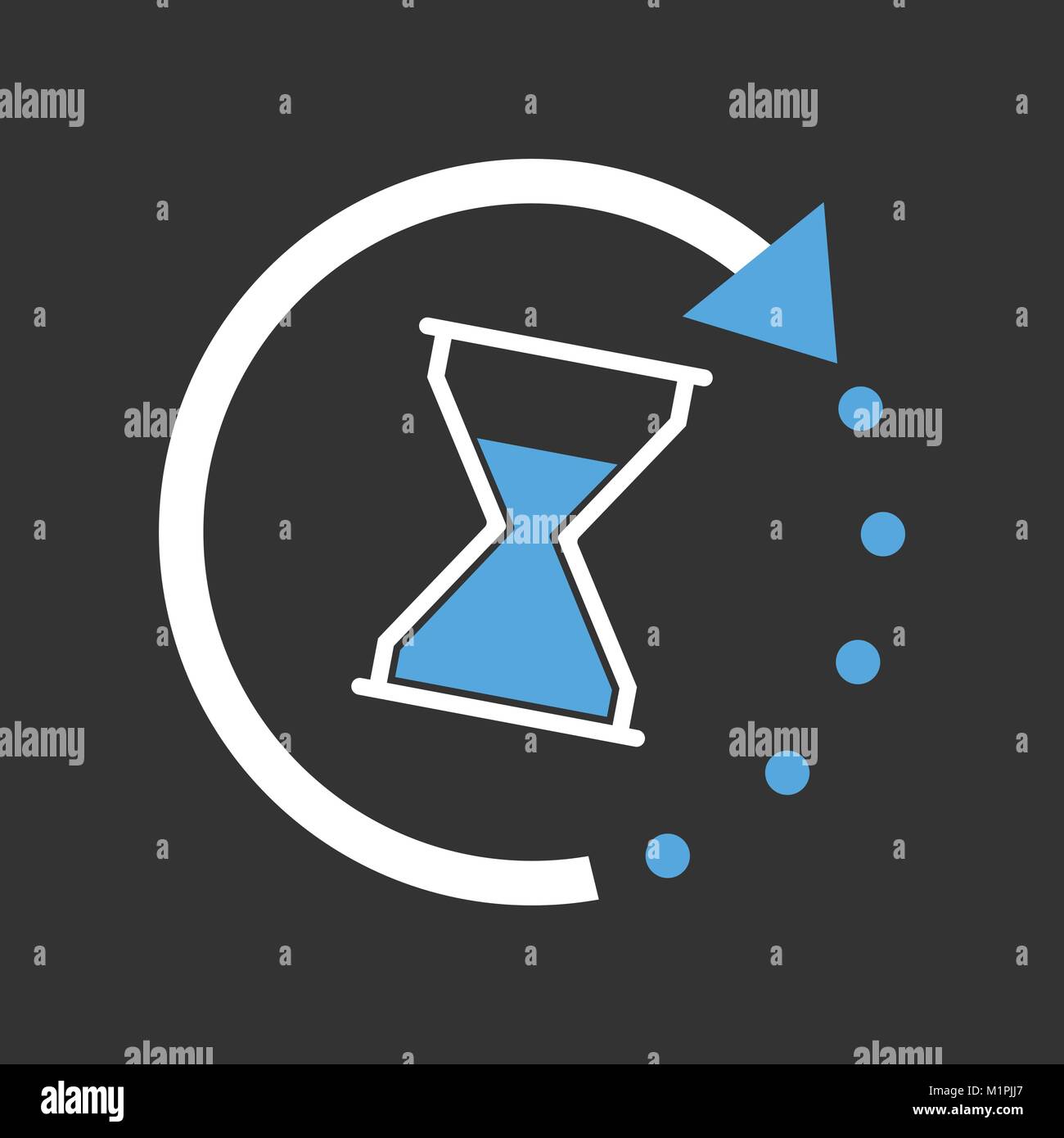 Time icon. Flat vector illustration with hourglass on black background ...