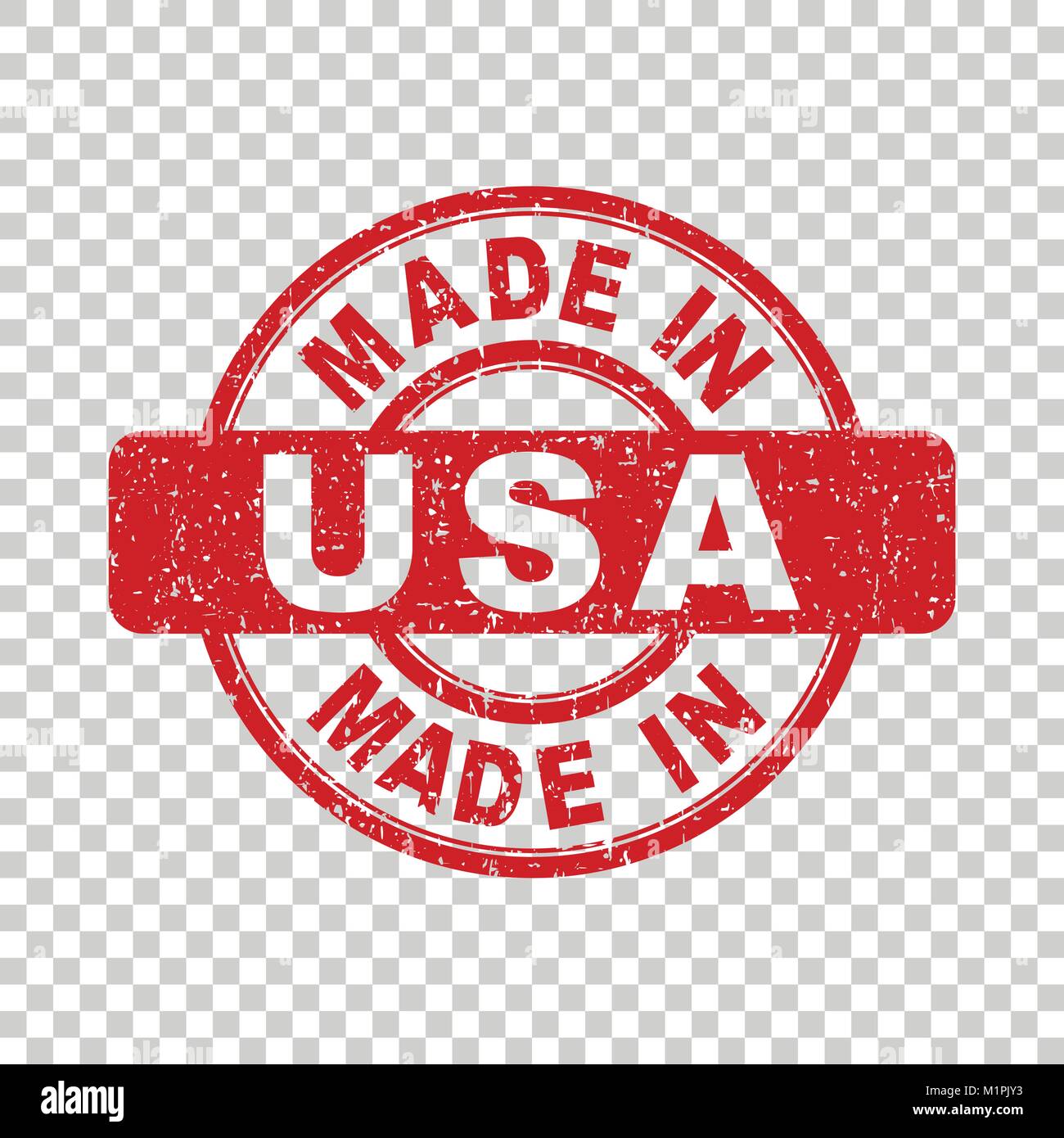 Made in USA red stamp. Vector illustration on isolated background Stock
