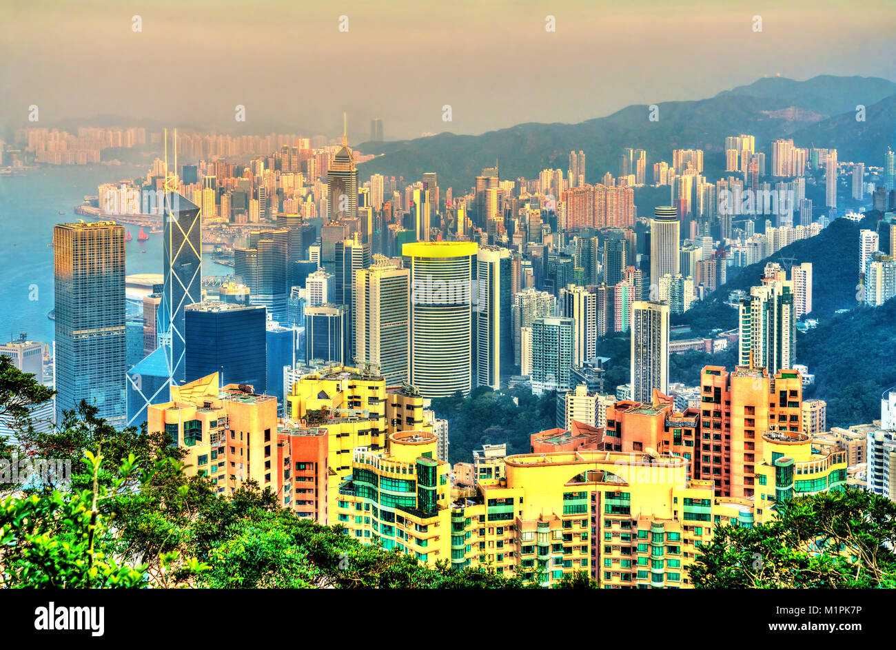 View of Hong Kong Island from Victoria peak. China Stock Photo - Alamy