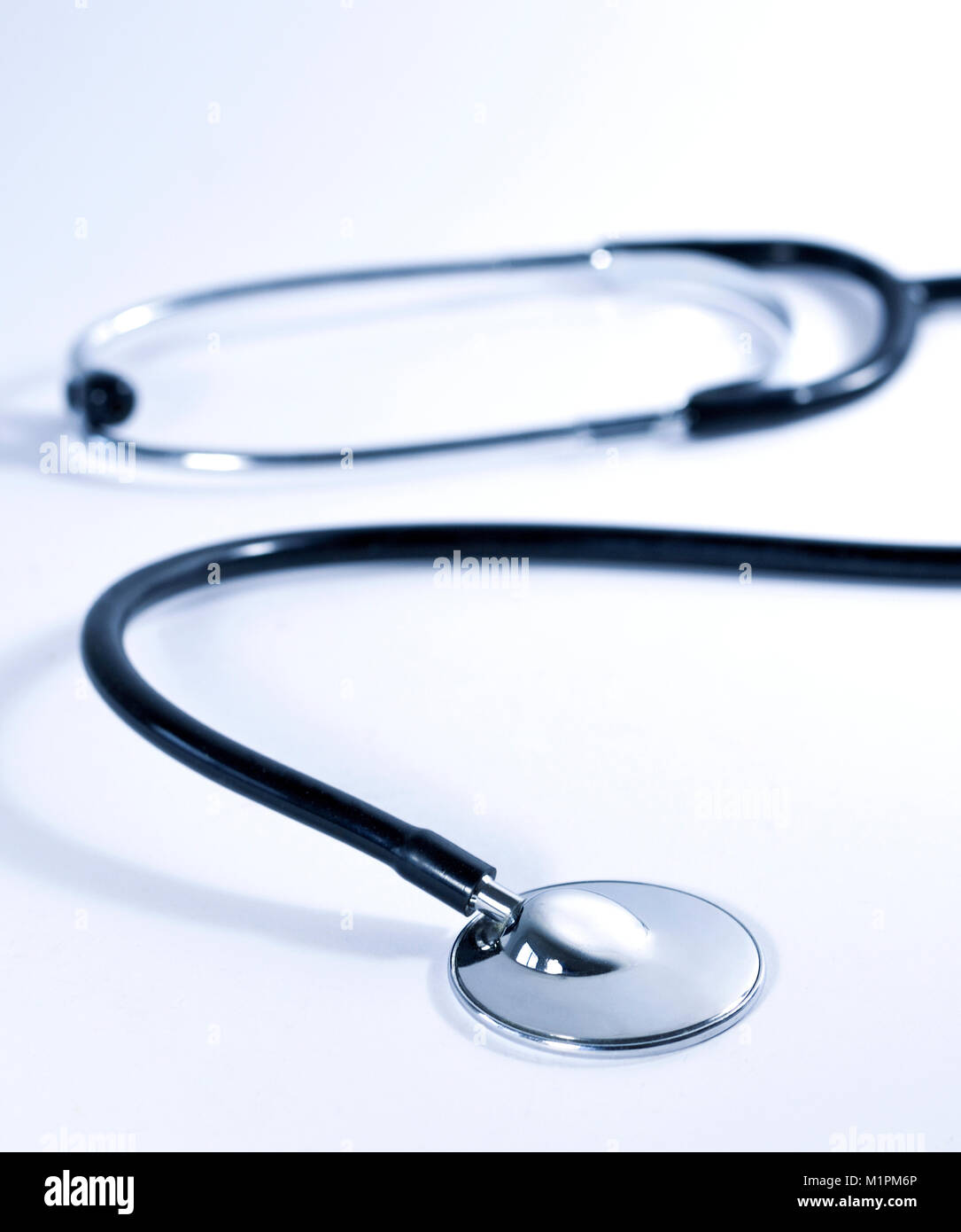 Stethoscope, medical equipment. Emergency or assistance theme, illness. Single object. Stock Photo
