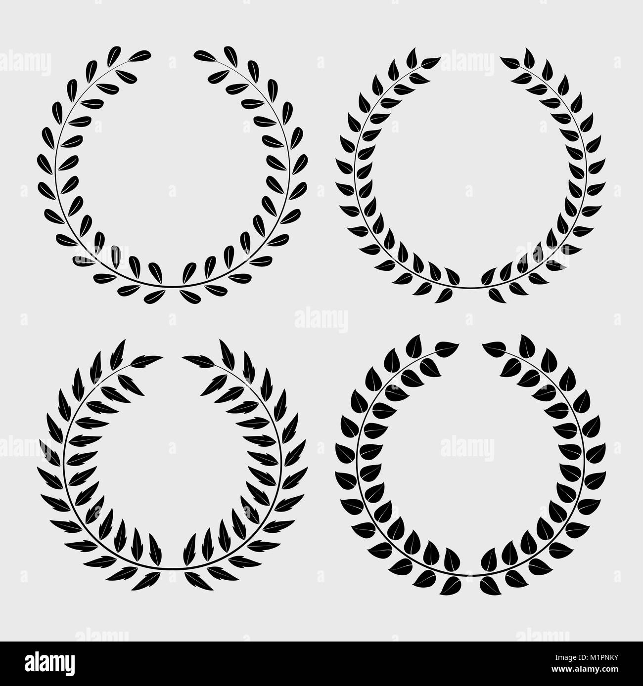 Set of 4 vector isolated laurel and olive wreaths Stock Vector Image ...