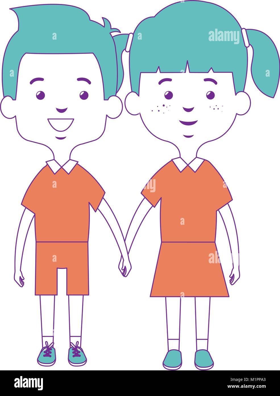 cute and little kids couple Stock Vector Image & Art - Alamy