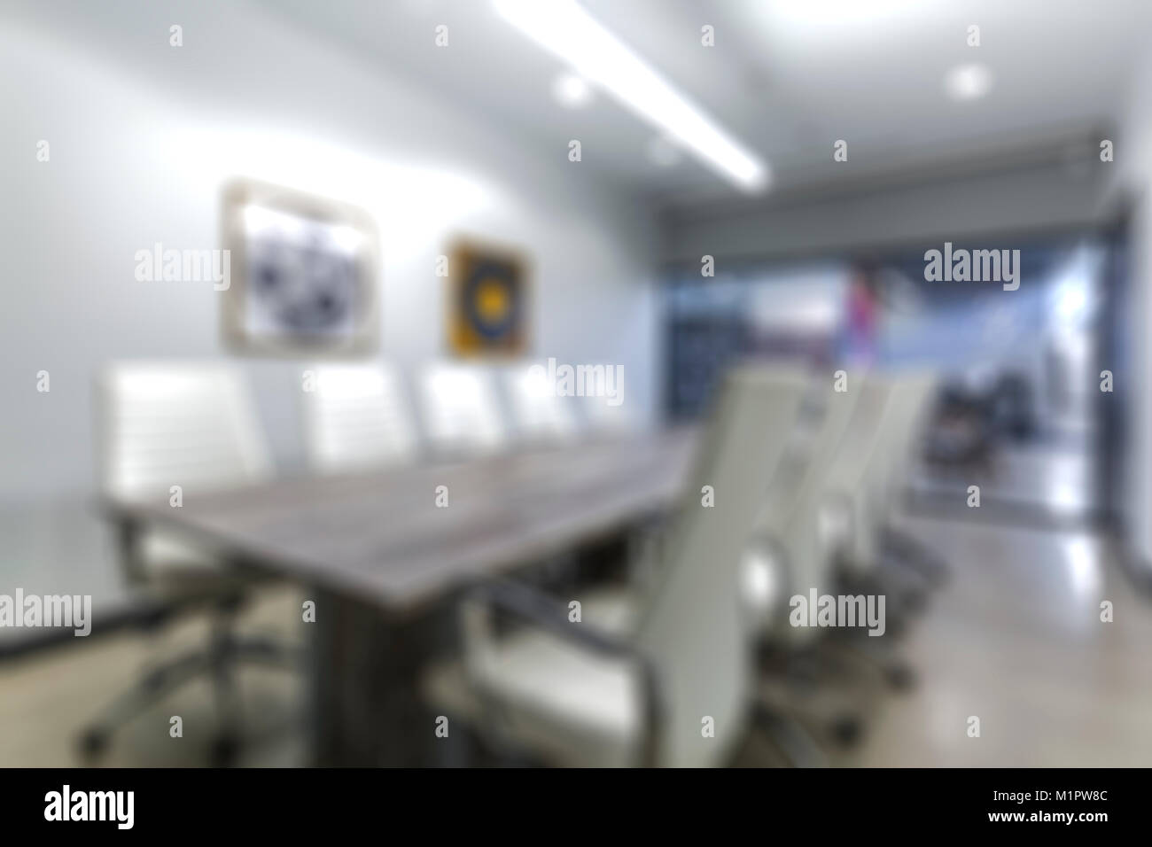 Blurred background of conference room interior Stock Photo