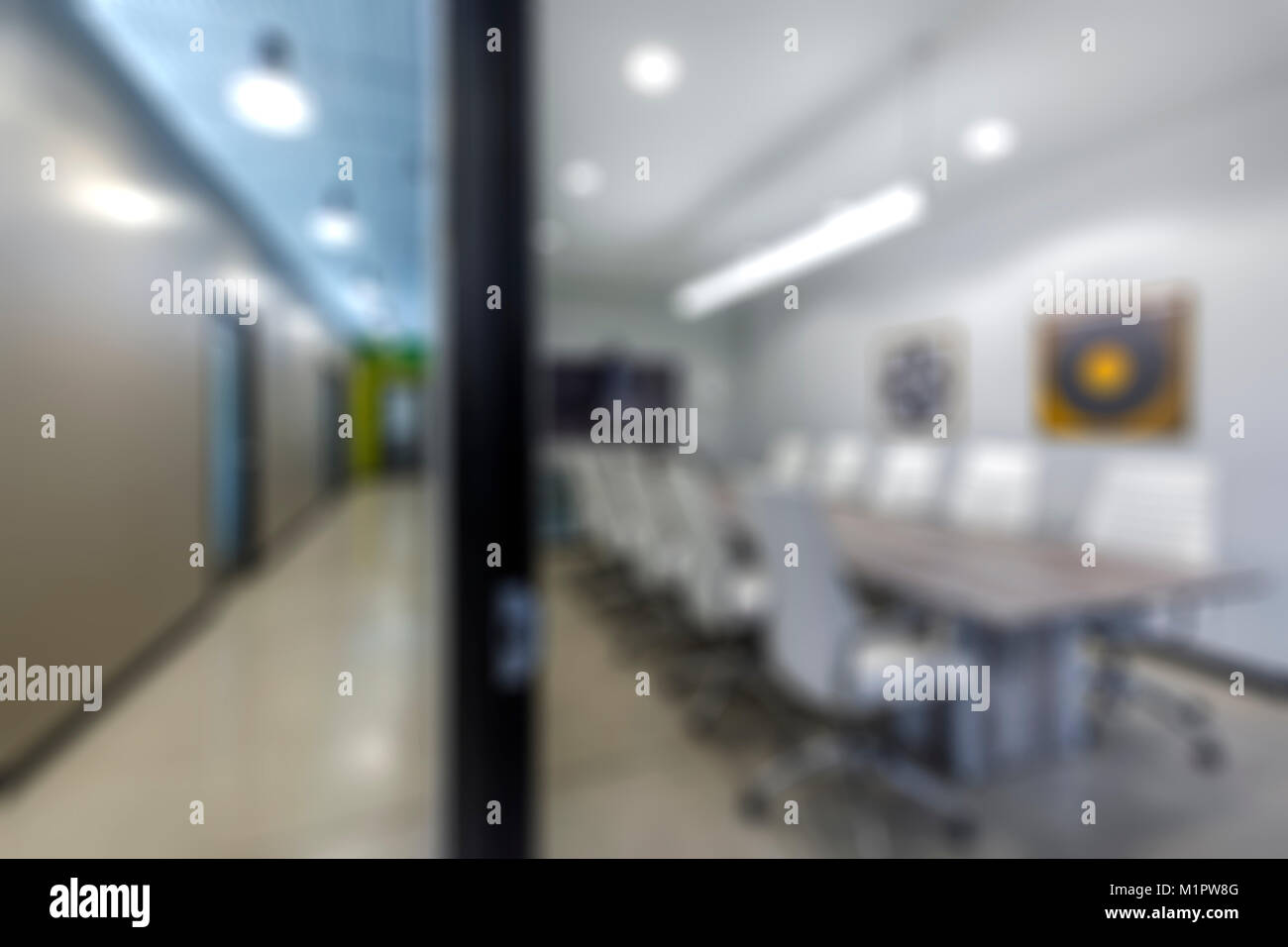 Blurred background of conference room interior Stock Photo