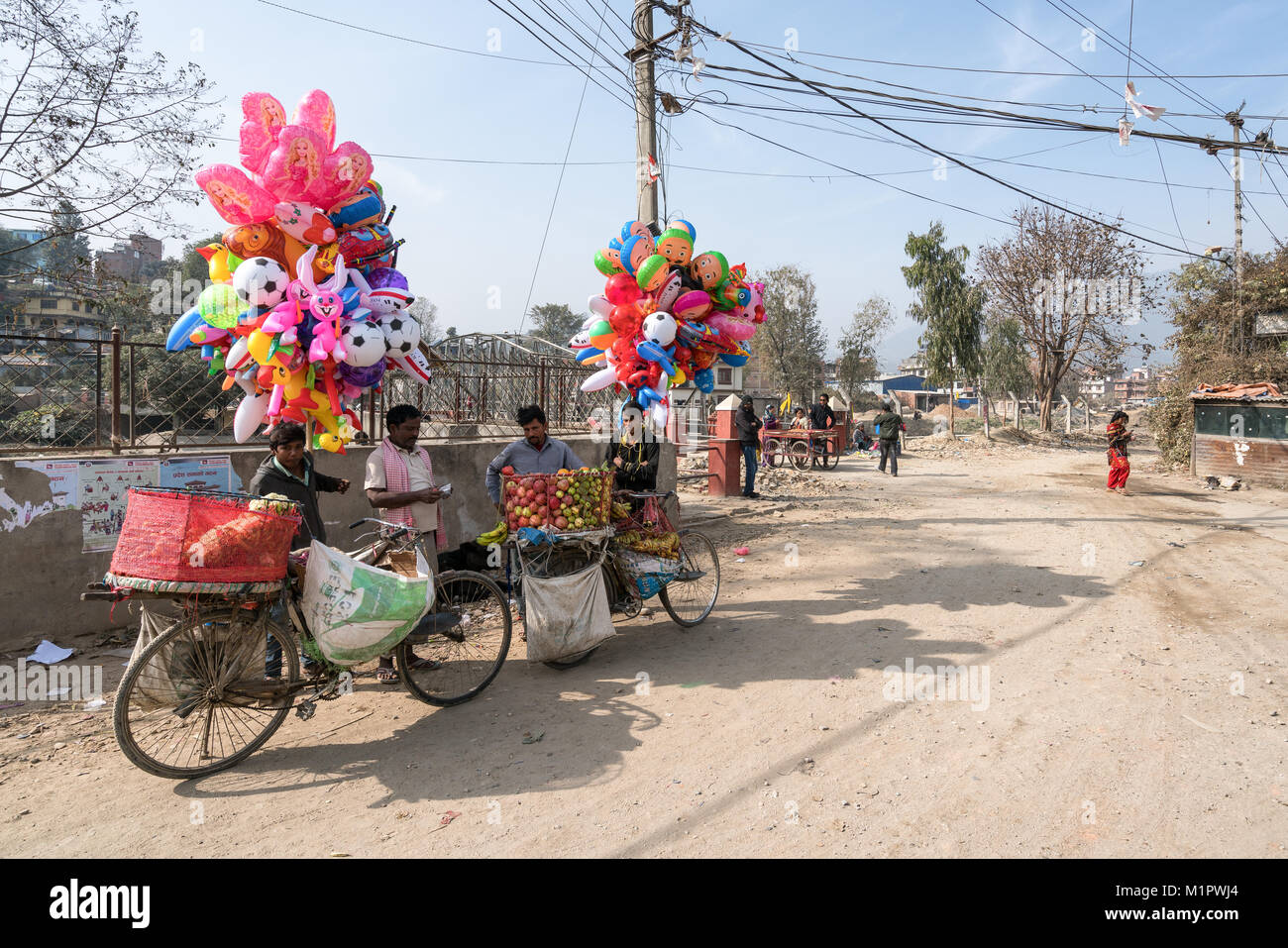 Street vendors near Thamel in Kathmandu, Nepal Stock Photo