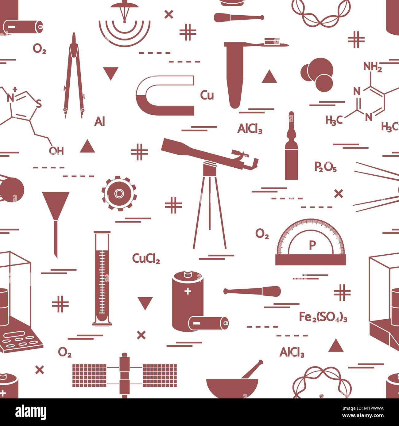 Science Section Designs Seamless pattern with variety scientific, education elements: dividers ...