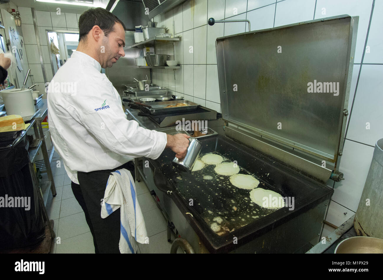 The restaurant prepares the day lunch, Upplands Väsby, Sweden. Stock Photo