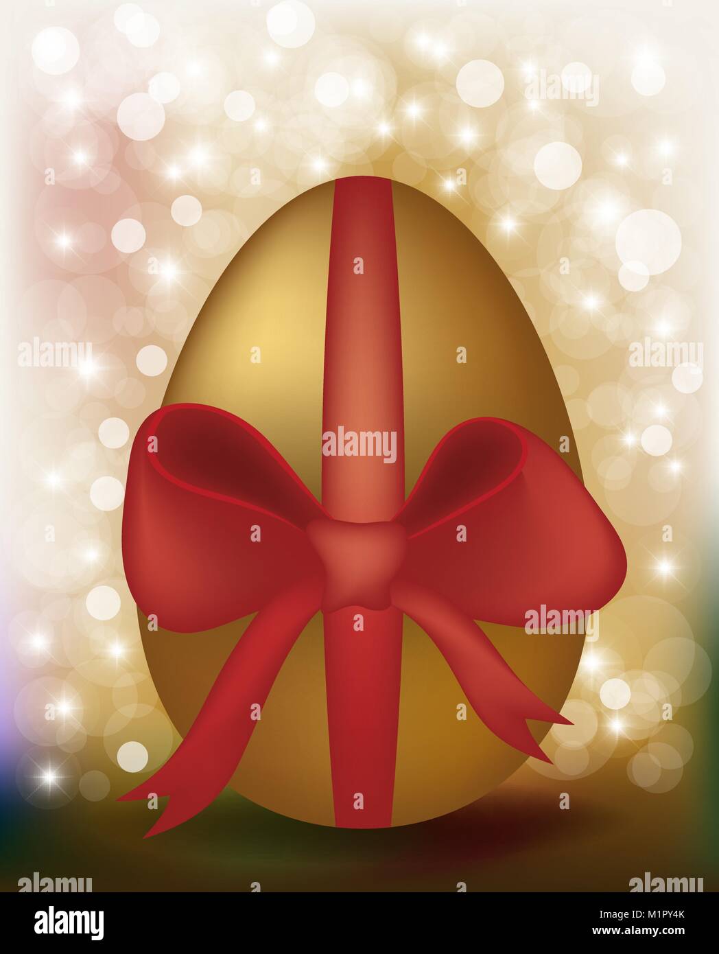Easter card with golden eggs and flowers, vector illustration Stock ...