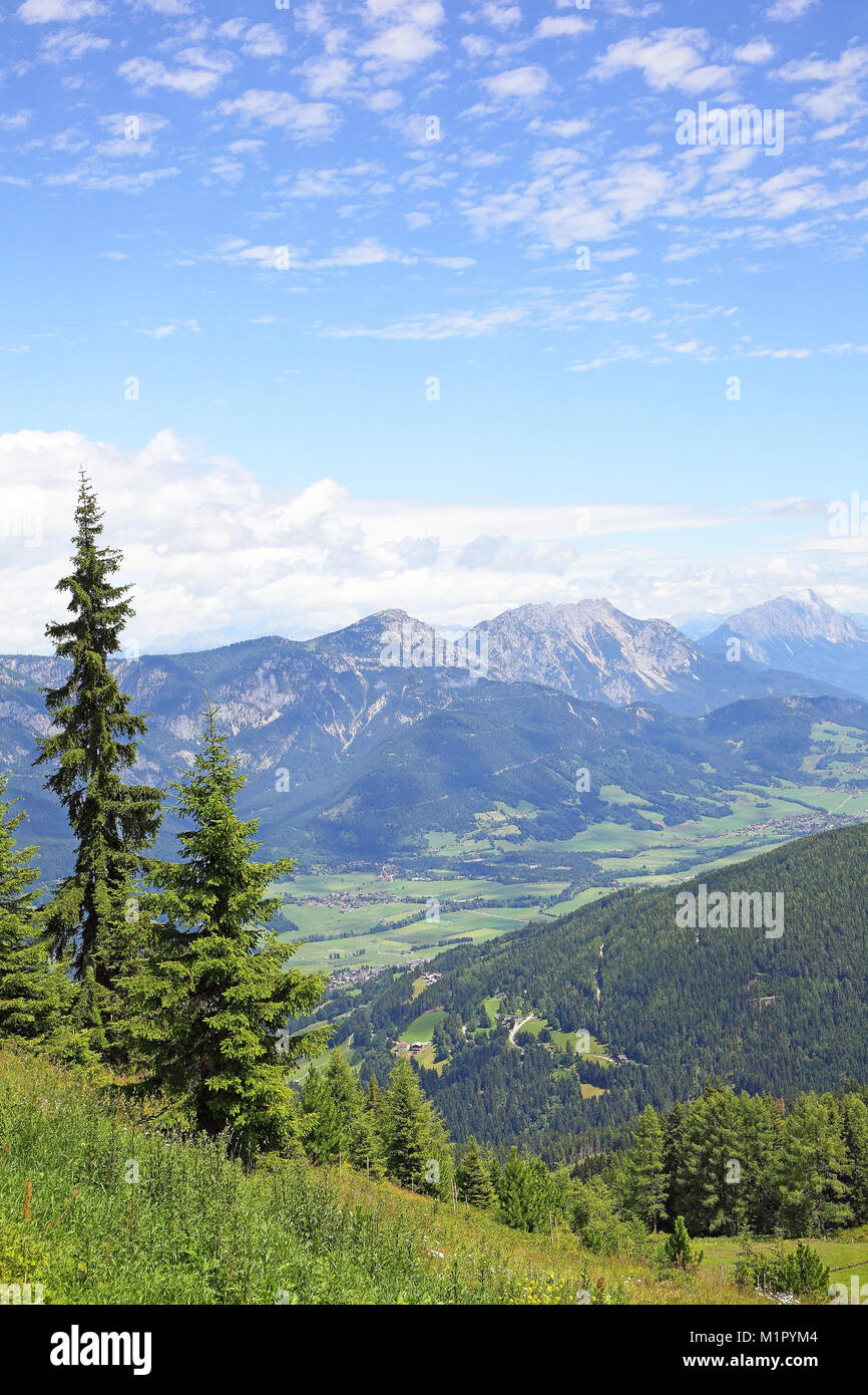 View from the Planai, Dachstein Tauern Region, Schladming, Styria, Austria, Europe, Blick von der Planai, Dachsteingebiet, Schladminger Tauern, Steier Stock Photo