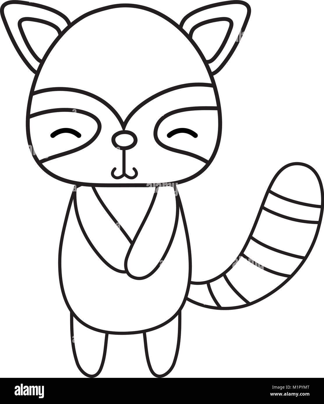 line cute and shy raccoon wild animal Stock Vector Image & Art - Alamy