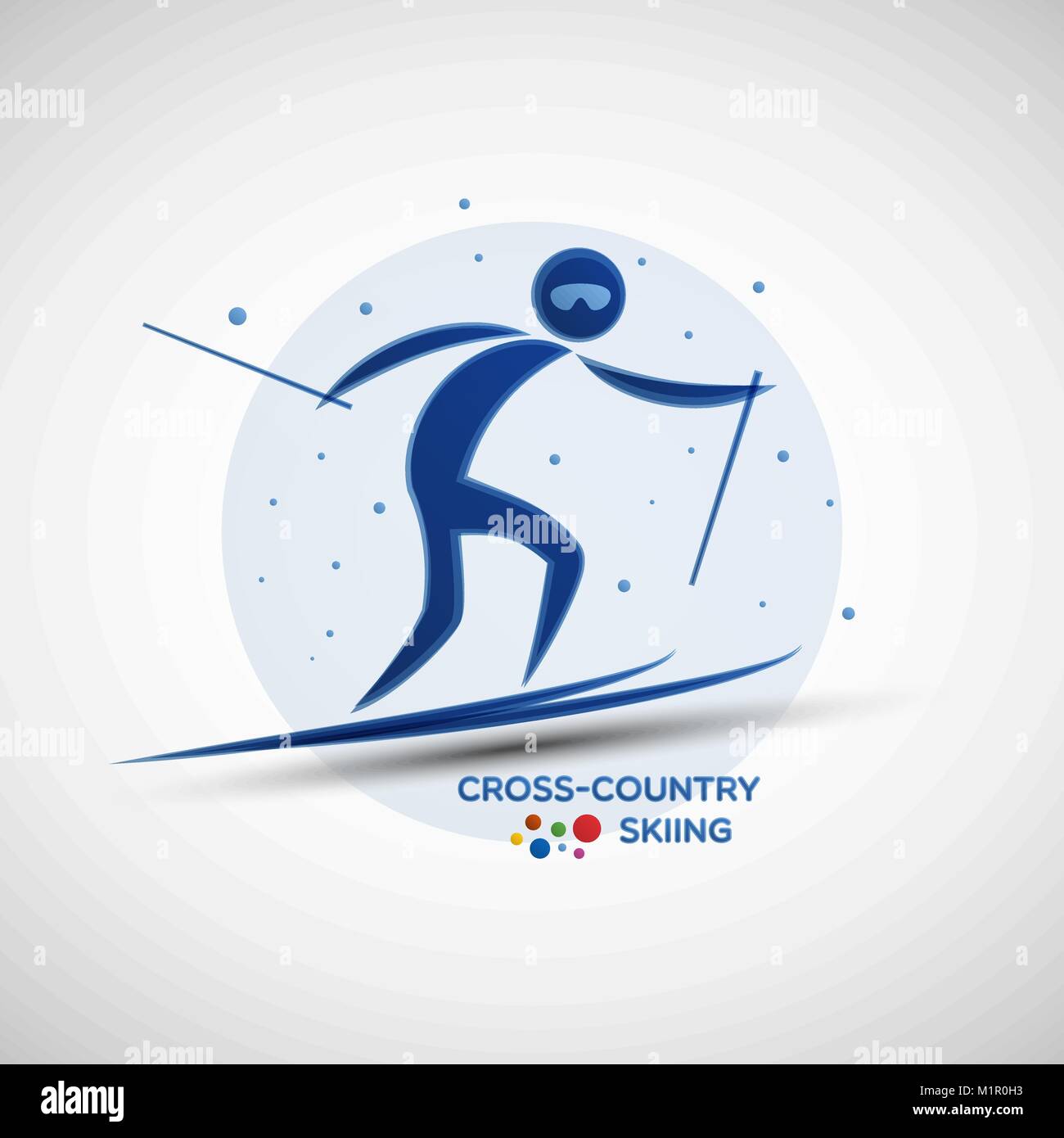 Cross-Country Skiing championship banner. Winter sports icon. Abstract sportsman silhouette. Vector illustration of cross-country skiing athlete Stock Vector
