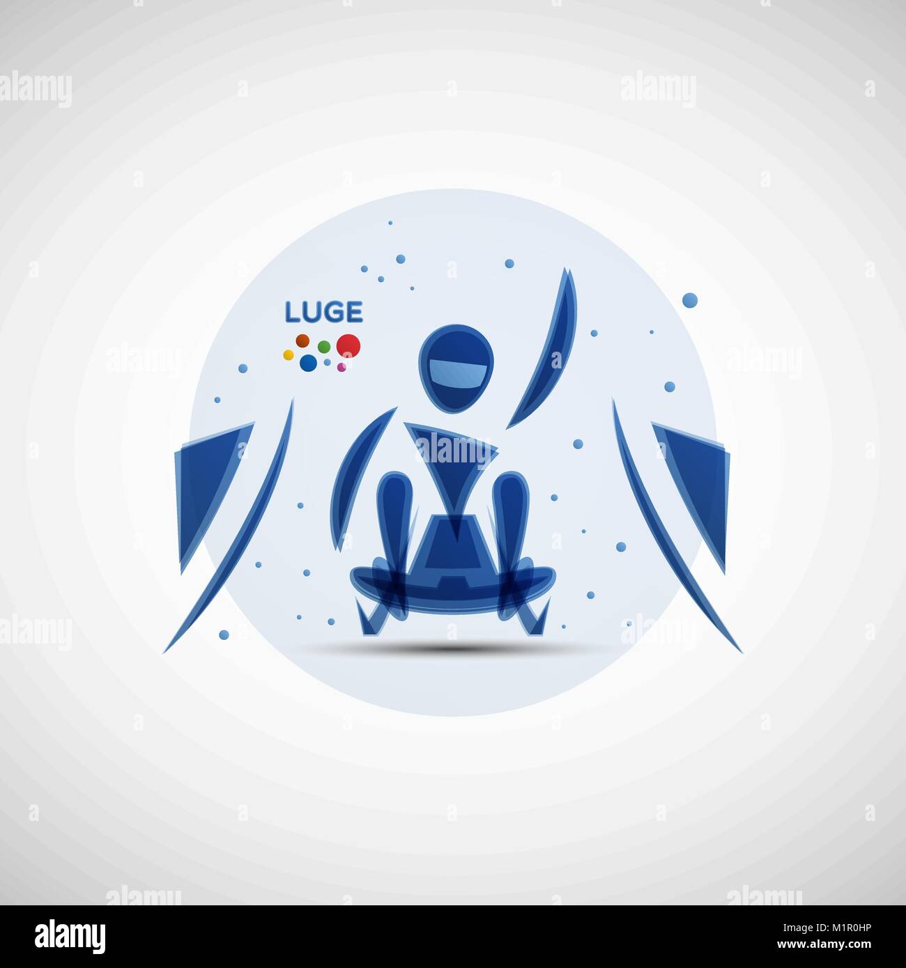 Luge championship banner. Winter sports icon. Abstract sportsman silhouette. Vector illustration of luge athlete sitting on the sled at finish Stock Vector