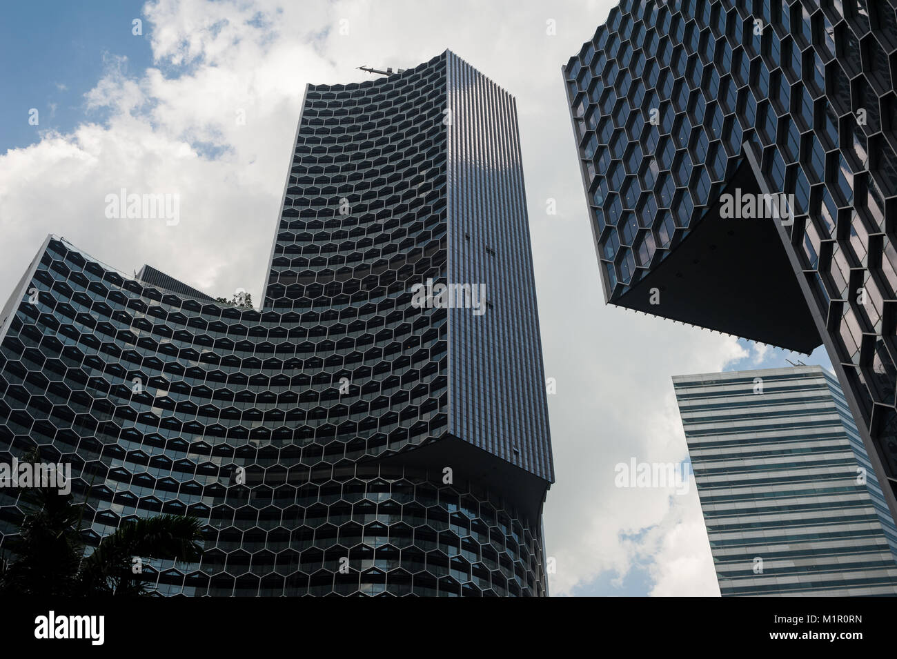 31.01.2018, Singapore, Republic of Singapore, Asia - A view of the two DUO towers designed by the German architect Ole Scheeren. Stock Photo