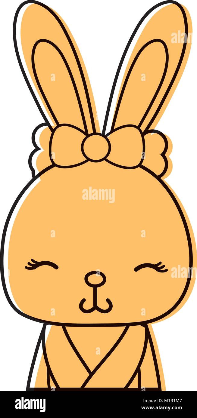 color adorable and shy rabbit female wild animal Stock Vector Image ...