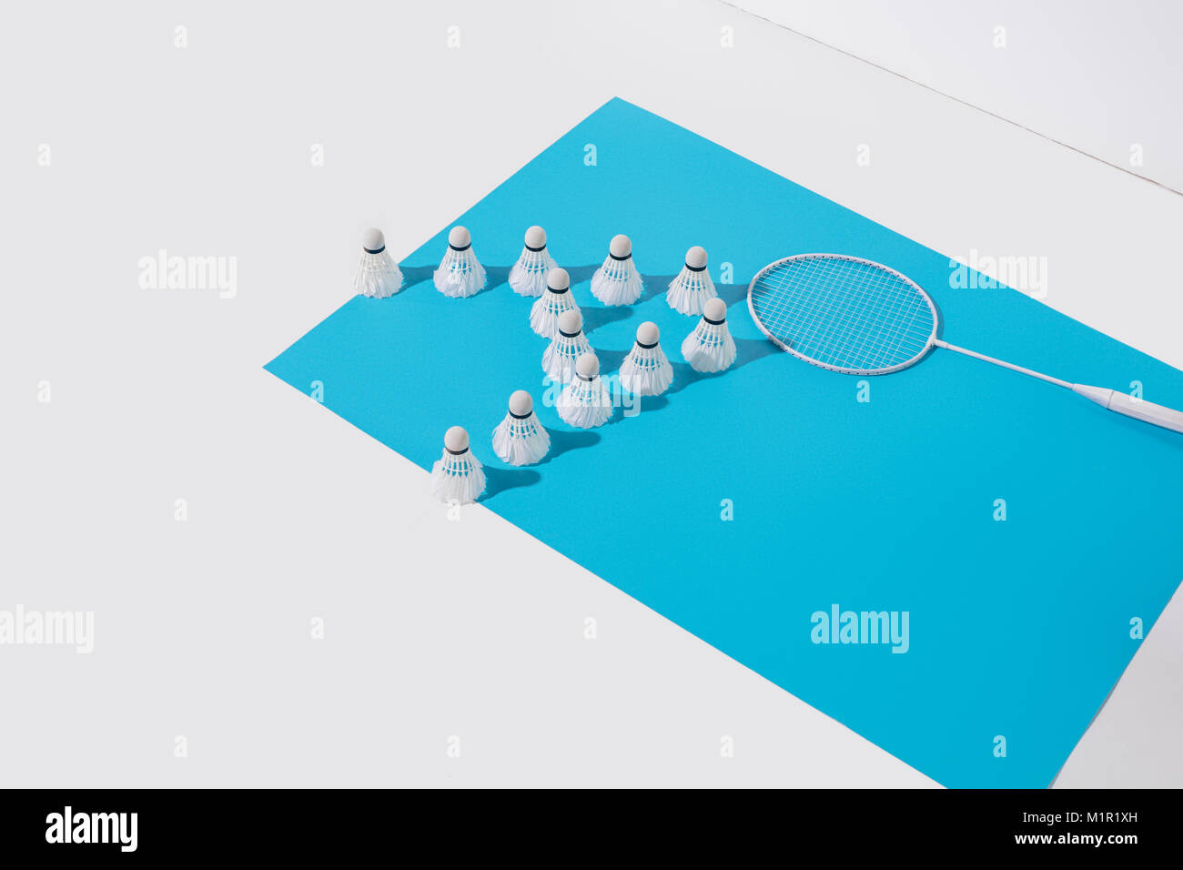 composition with badminton racket and shuttlecocks Stock Photo - Alamy