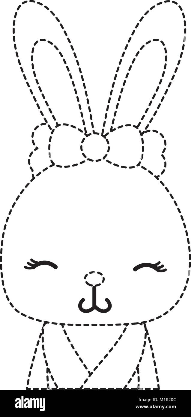 dotted shape adorable and shy rabbit female wild animal Stock Vector ...
