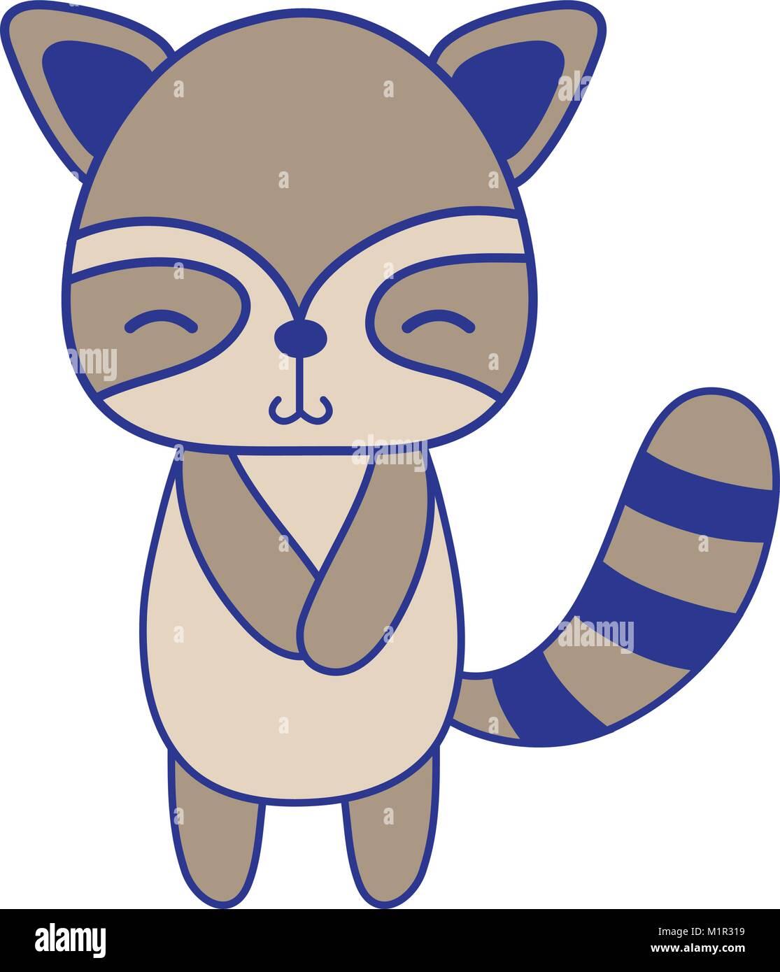 full color cute and shy raccoon wild animal Stock Vector Image & Art