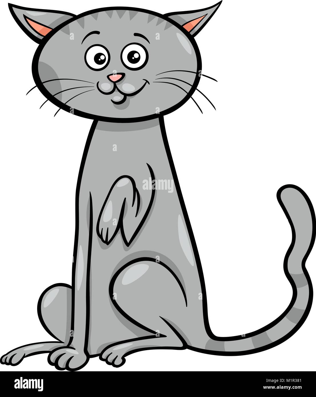 Cartoon Illustration of Domestic Gray Cat Pet Animal Character Stock