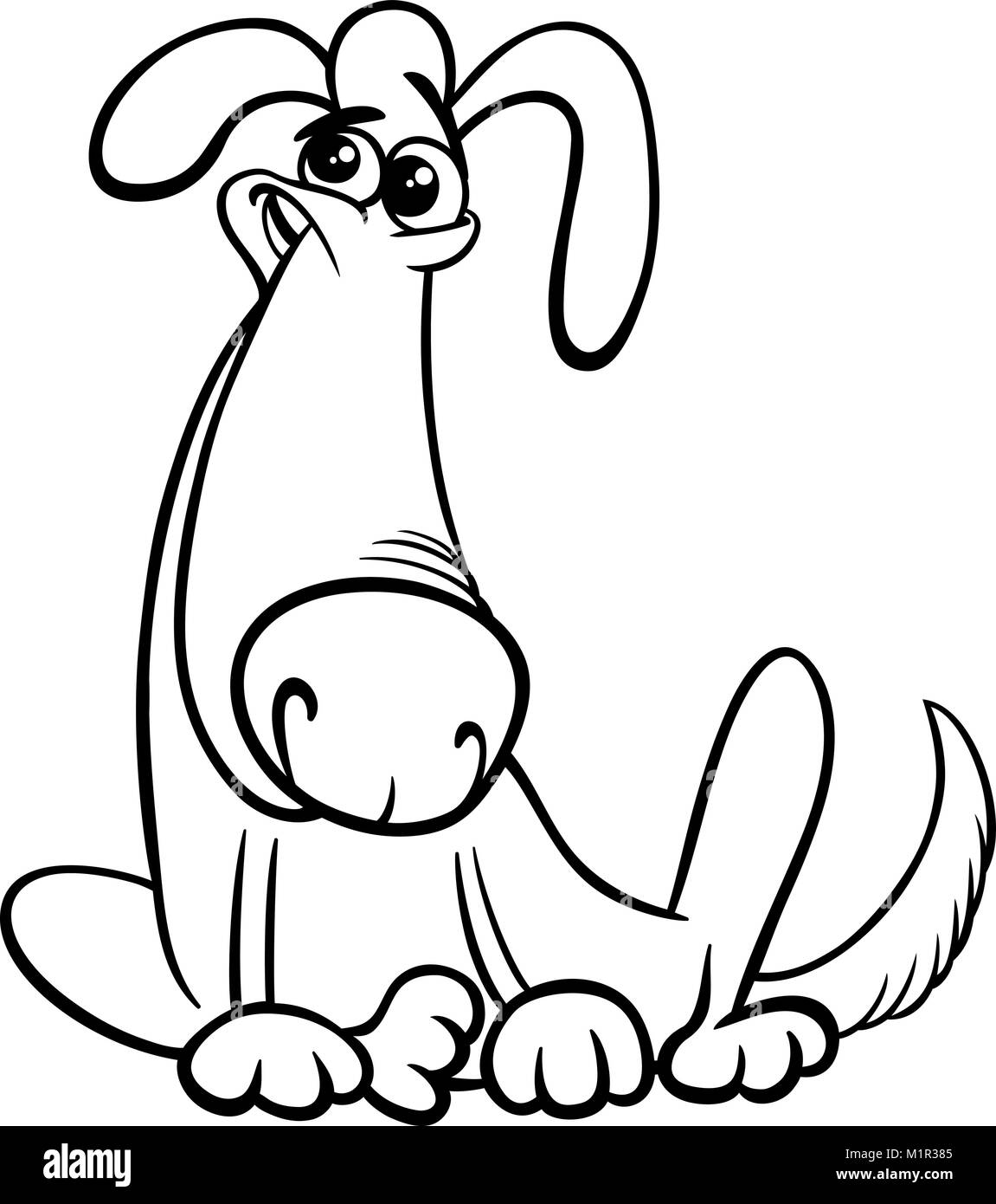 Black and White Cartoon Illustration of Funny Dog Animal Comic ...