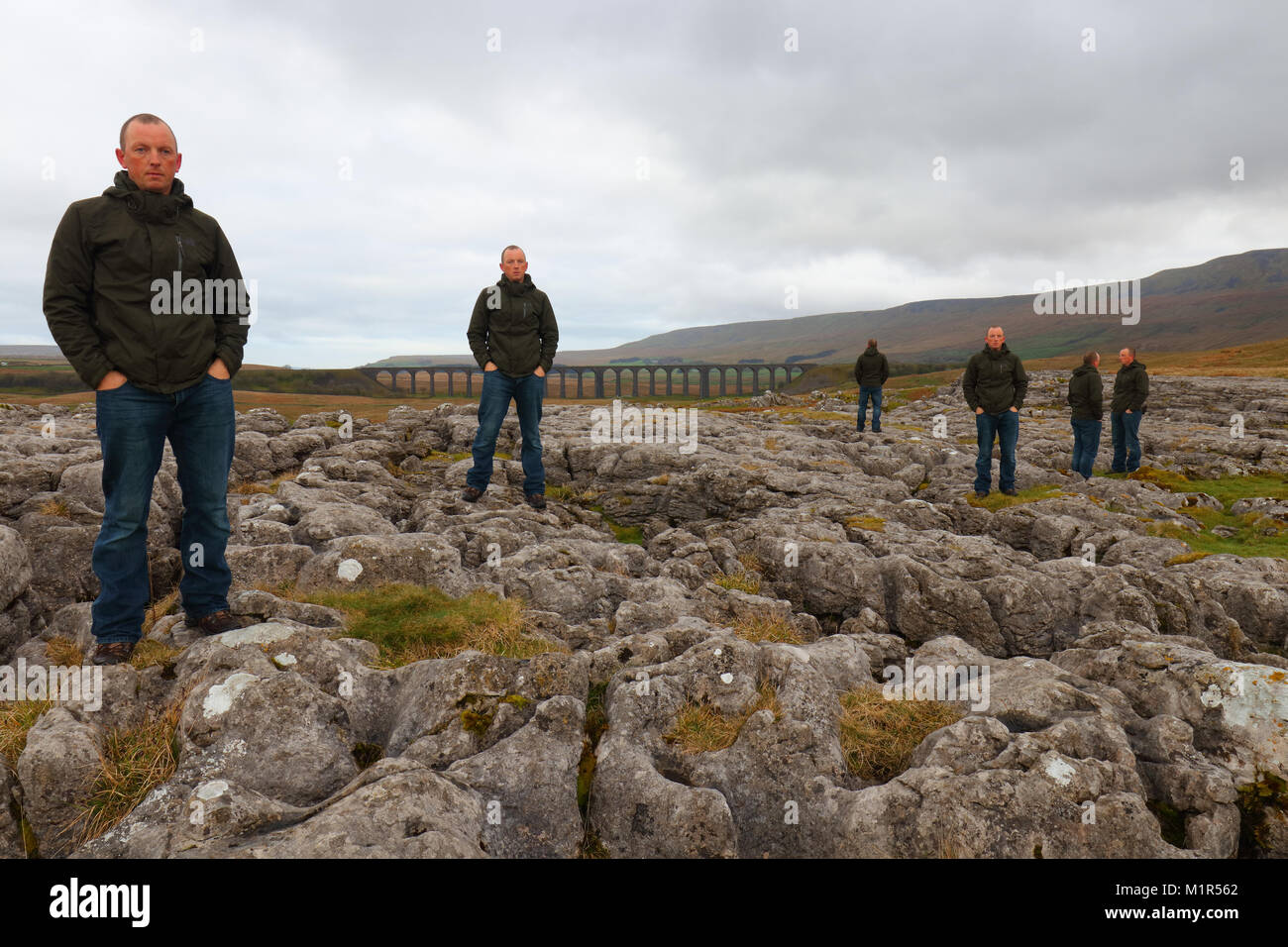 Composite Selfie at Ribblehead Viaduct Stock Photo