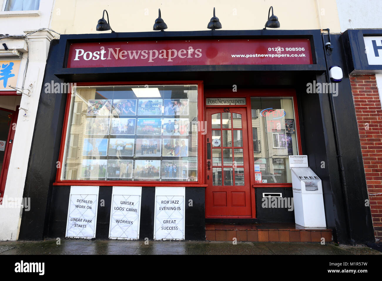 The Sussex Post Newspapers office in Bognor Regis, West Sussex, UK