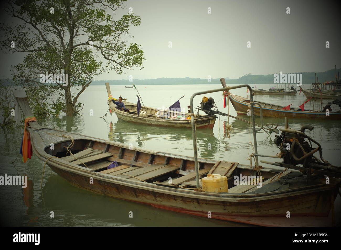 Long-tail fishing boats in koh Yao Noi, a Thai island in the Andaman Sea. 20-Jan-2018 Stock Photo