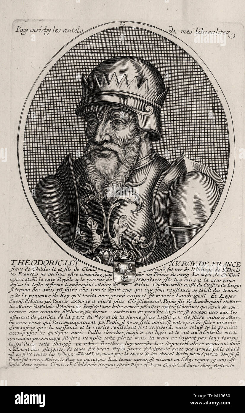 Portrait of Theodoric I - French engraving 17th century Stock Photo