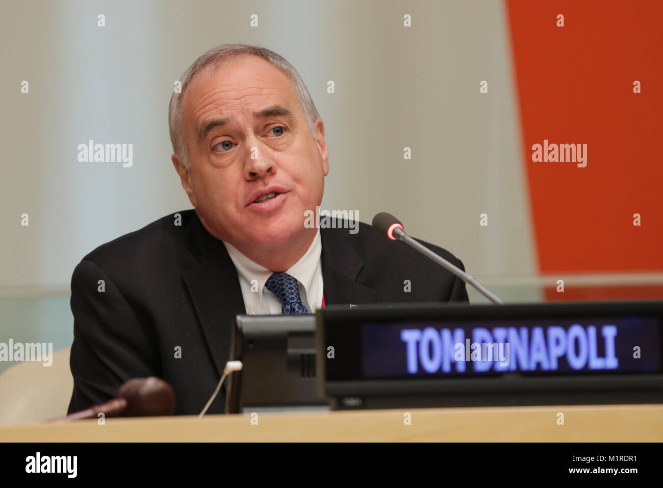 New York, NY, USA. 31st Jan, 2018. United Nations, New York, USA, January 31 2018 - Thomas P. DiNapoli the Comptroller of the state of New York During the 2018 Investor Summit on Climate Risk on the theme Capturing the Investment Opportunities of the Paris Agreement today at the UN Headquarters in New York City.Photo: Luiz Rampelotto/EuropaNewswire Credit: Luiz Rampelotto/ZUMA Wire/Alamy Live News Stock Photo