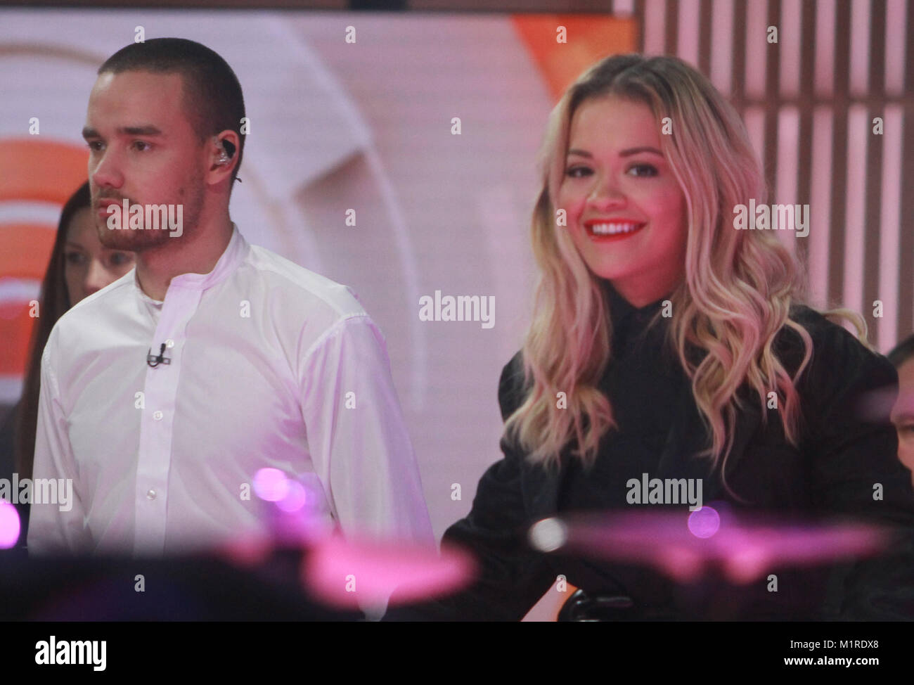 New York, USA. 1st February, 2018. Rita Ora and Liam Payne perform at