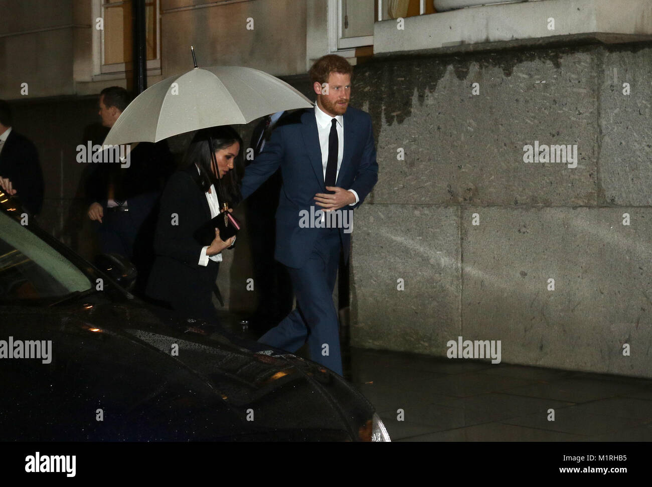 London, UK. 1st Feb, 2018. Meghan Markle and HRH Prince Harry (of Wales) attending the Endeavour Fund Awards at Goldsmiths' Hall, London  on February 1, 2018 Credit: Paul Marriott/Alamy Live News Stock Photo