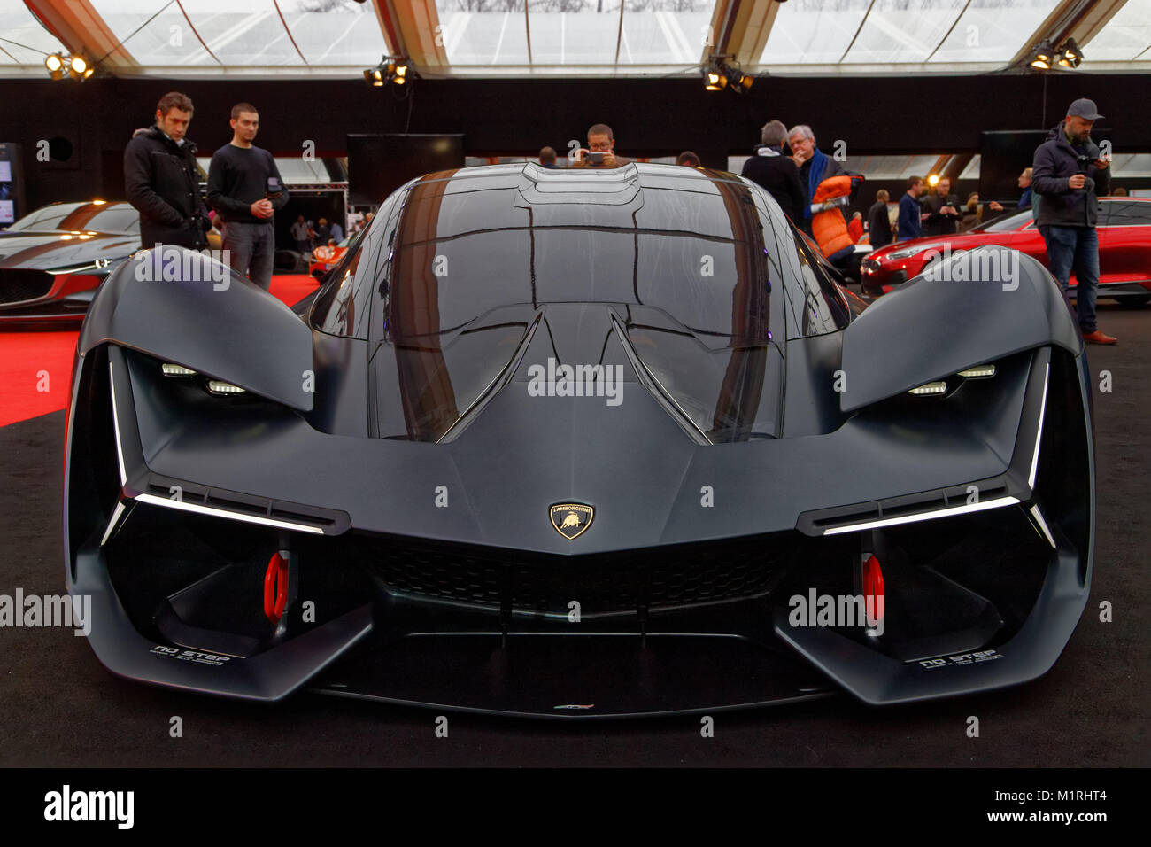 Paris, France. 31st January, 2018. LAMBORGHINI TERZO MILLENNIO - The International Automobile Festival brings together in Paris the most beautiful concept cars made by car manufacturers, from January 31 to February 4, 2018. Credit: Bernard Menigault/Alamy Live News Stock Photo