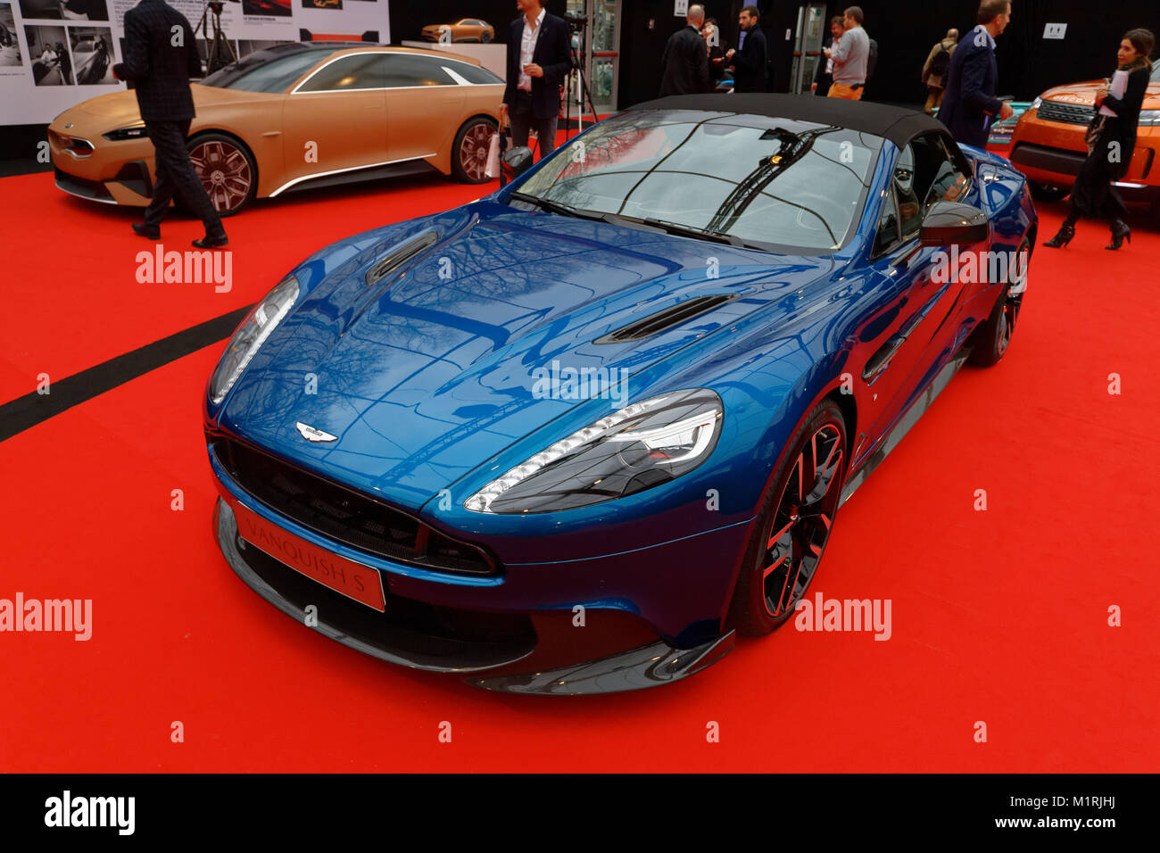 Paris, France. 31st January, 2018. ASTON MARTIN VANQUISH S - The International Automobile Festival brings together in Paris the most beautiful concept cars made by car manufacturers, from January 31 to February 4, 2018. Credit: Bernard Menigault/Alamy Live News Stock Photo