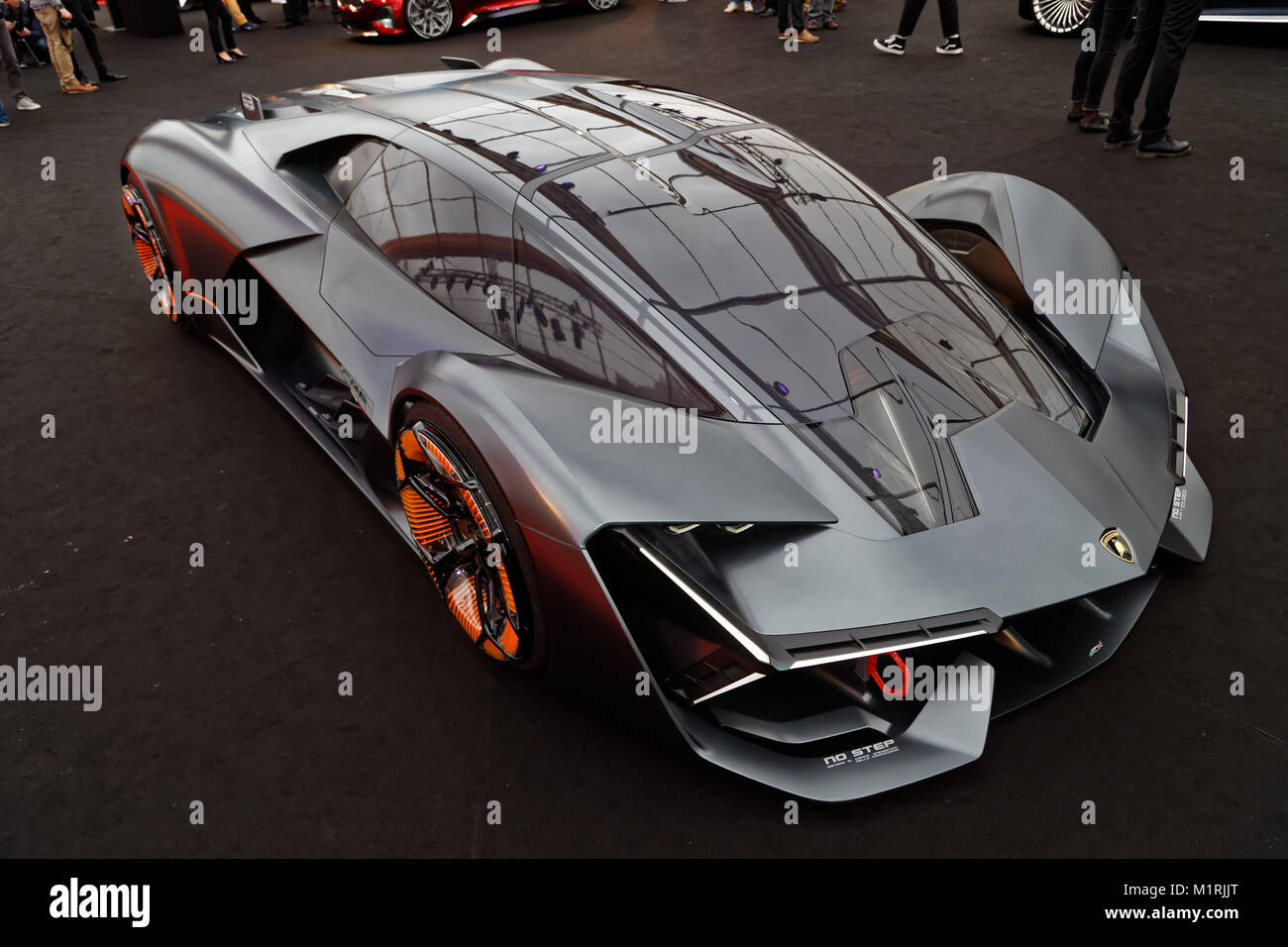 Paris, France. 31st January, 2018. LAMBORGHINI TERZO MILLENNIO - The International Automobile Festival brings together in Paris the most beautiful concept cars made by car manufacturers, from January 31 to February 4, 2018. Credit: Bernard Menigault/Alamy Live News Stock Photo