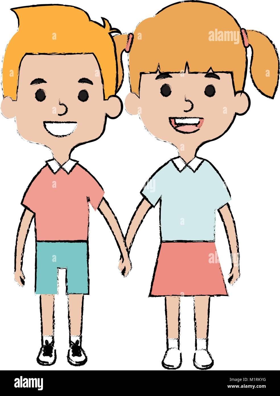 cute and little kids couple Stock Vector Image & Art - Alamy