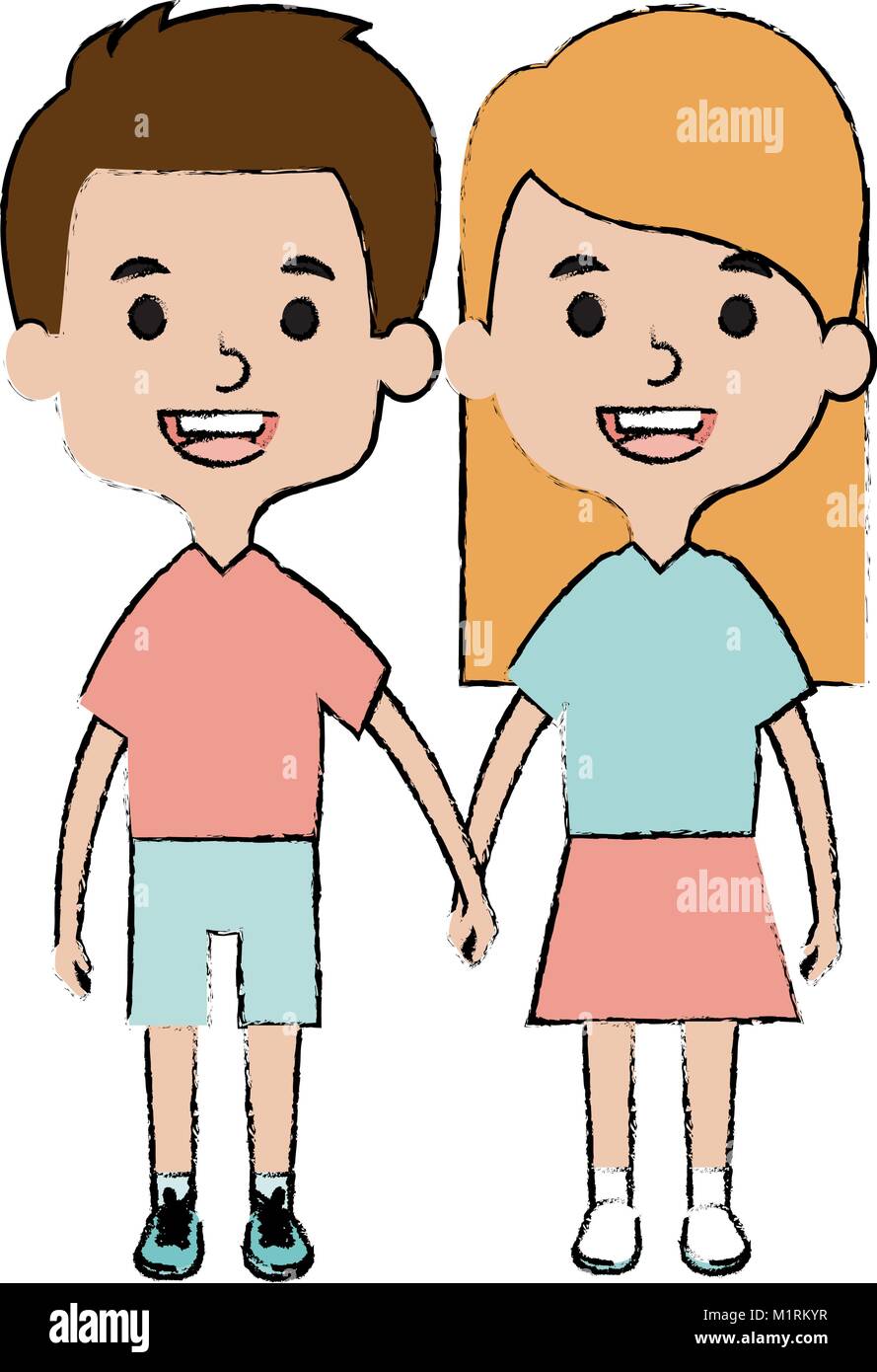 cute and little kids couple Stock Vector Image & Art - Alamy