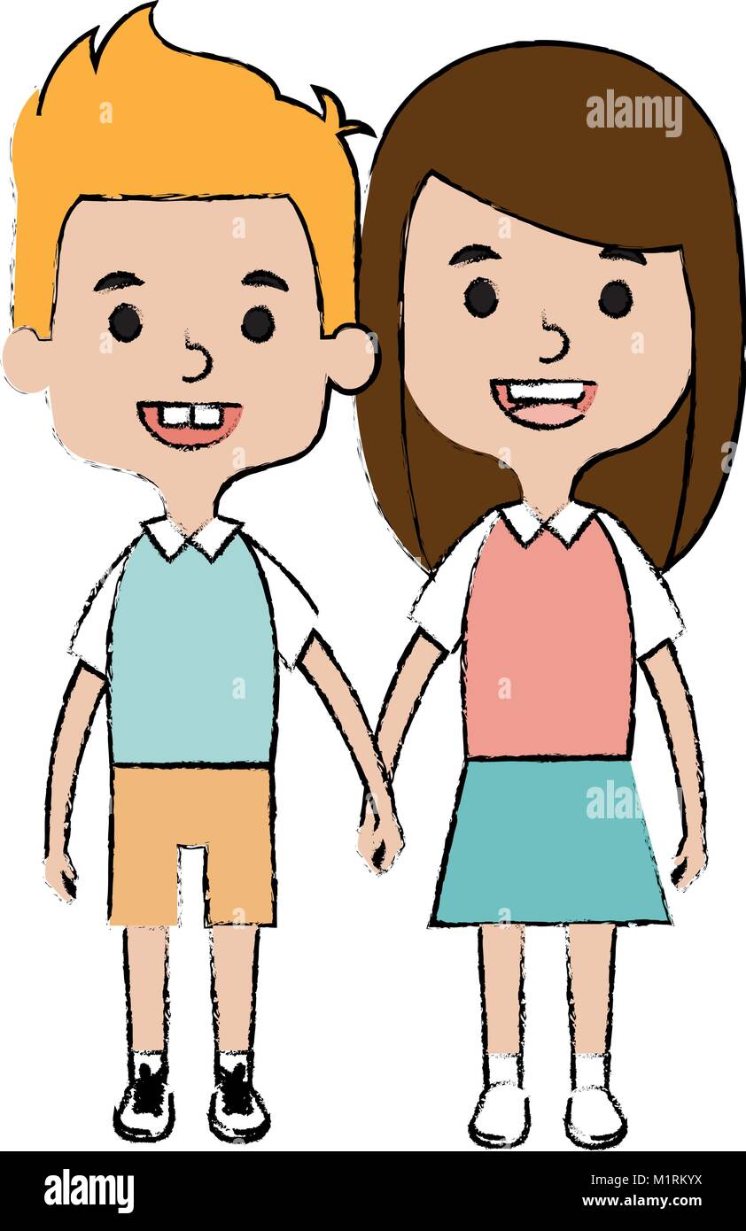 cute and little kids couple Stock Vector Image & Art - Alamy